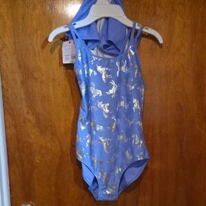 Blue and Gold Unicorn Swimsuit